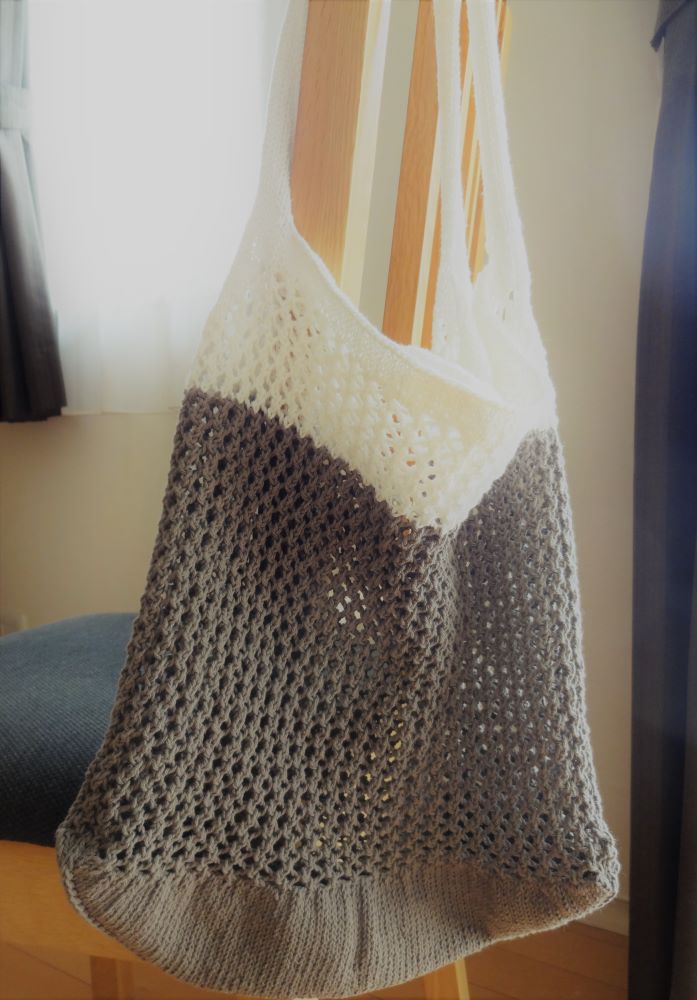 ダイソー リサイクルコットンで編むネットバッグの作り方