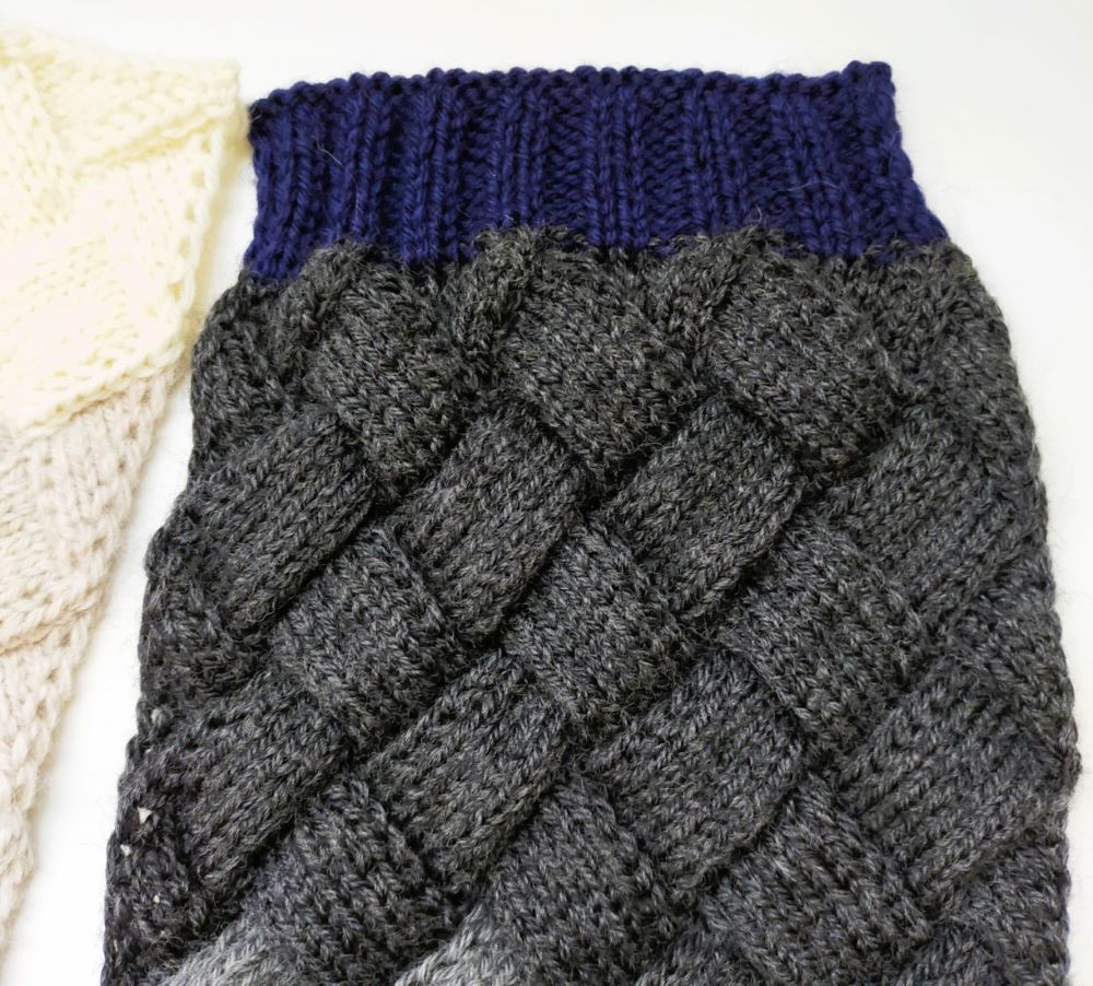 [棒針6号]バスケット編み(白樺編み)マフラーの作り方
