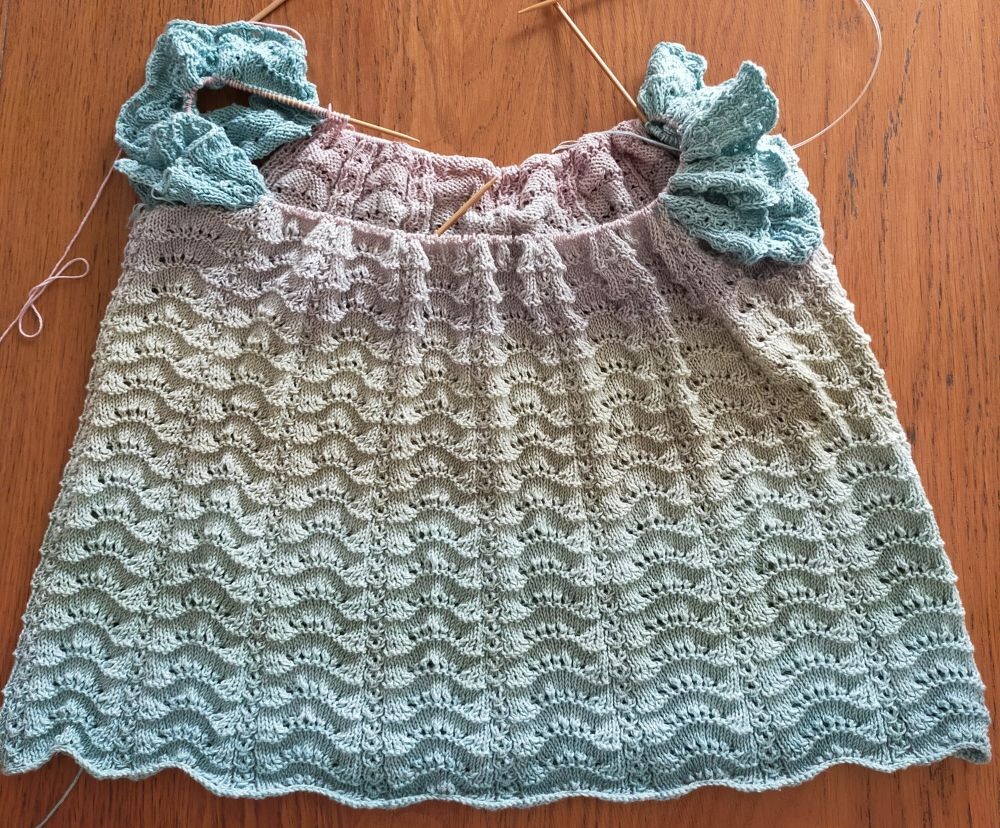 [動画][棒針4号]ユザワヤ＊プレシャスコットン★裾から編む簡単チュニック・ベストの作り方