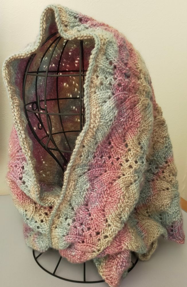 [動画][棒針6号]ユザワヤ＊モナ★透かし編み三角ストール・マフラーの作り方